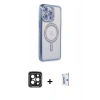 MARSİLYAN™- iPhone 15 Pro Max Kılıf Zirve Doku Prime - Siyah Bilvis 0.18mm Plus Cam Ekran Koruyucu + PVD Metal Kamera Lens - SH