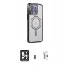MARSİLYAN™- iPhone 15 Pro Max Kılıf Zirve Doku Prime - Siyah Bilvis 0.18mm Plus Cam Ekran Koruyucu + PVD Metal Kamera Lens - GI