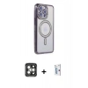 MARSİLYAN™- iPhone 15 Pro Max Kılıf Zirve Doku Prime - Siyah Bilvis 0.18mm Plus Cam Ekran Koruyucu + PVD Metal Kamera Lens - GI