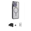 MARSİLYAN™- iPhone 15 Pro Max Kılıf Zirve Doku Prime - Siyah Bilvis 0.18mm Plus Cam Ekran Koruyucu + Raze Metal Kamera Lens - TMGI
