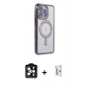 MARSİLYAN™- iPhone 15 Pro Max Kılıf Zirve Doku Prime - Siyah Bilvis 0.18mm Plus Cam Ekran Koruyucu + PVD Metal Kamera Lens - TU