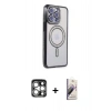 MARSİLYAN™- iPhone 15 Pro Max Kılıf Zirve Doku Prime - Siyah Bilvis 3D Mat Cam Ekran Koruyucu + PVD Metal Kamera Lens - GS