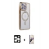 MARSİLYAN™- iPhone 15 Pro Max Kılıf Zirve Doku Prime - Siyah Bilvis 3D Mat Cam Ekran Koruyucu + PVD Metal Kamera Lens - GS