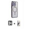 MARSİLYAN™- iPhone 15 Pro Max Kılıf Zirve Doku Prime - Siyah Bilvis 3D Mat Cam Ekran Koruyucu + PVD Metal Kamera Lens - GS