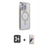 MARSİLYAN™- iPhone 15 Pro Max Kılıf Zirve Doku Prime - Siyah Bilvis 3D Mat Cam Ekran Koruyucu + PVD Metal Kamera Lens - SH