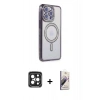 MARSİLYAN™- iPhone 15 Pro Max Kılıf Zirve Doku Prime - Siyah Bilvis 3D Mat Cam Ekran Koruyucu + PVD Metal Kamera Lens - SH