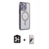 MARSİLYAN™- iPhone 15 Pro Max Kılıf Zirve Doku Prime - Siyah Bilvis 3D Mat Cam Ekran Koruyucu + PVD Metal Kamera Lens - TU