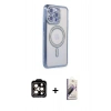MARSİLYAN™- iPhone 15 Pro Max Kılıf Zirve Doku Prime - Siyah Bilvis 3D Mat Cam Ekran Koruyucu + PVD Metal Kamera Lens - TU