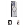 MARSİLYAN™- iPhone 15 Pro Max Kılıf Zirve Doku Prime - Siyah Bilvis 3D Mat Cam Ekran Koruyucu + PVD Metal Kamera Lens - TU