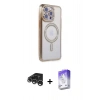 MARSİLYAN™- iPhone 15 Pro Max Kılıf Zirve Doku Prime - Siyah Bilvis 5in1 3D Magic Cam Ekran Koruyucu + Gümüş Raze Metal Kamera Lens