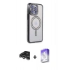 MARSİLYAN™- iPhone 15 Pro Max Kılıf Zirve Doku Prime - Siyah Bilvis 5in1 3D Magic Cam Ekran Koruyucu + Gümüş Raze Metal Kamera Lens