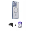 MARSİLYAN™- iPhone 15 Pro Max Kılıf Zirve Doku Prime - Siyah Bilvis 5in1 3D Magic Cam Ekran Koruyucu + Gümüş Raze Metal Kamera Lens