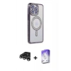MARSİLYAN™- iPhone 15 Pro Max Kılıf Zirve Doku Prime - Siyah Bilvis 5in1 3D Magic Cam Ekran Koruyucu + Gümüş Raze Metal Kamera Lens