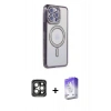 MARSİLYAN™- iPhone 15 Pro Max Kılıf Zirve Doku Prime - Siyah Bilvis 5in1 3D Magic Cam Ekran Koruyucu + PVD Metal Kamera Lens - GI