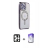 MARSİLYAN™- iPhone 15 Pro Max Kılıf Zirve Doku Prime - Siyah Bilvis 5in1 3D Magic Cam Ekran Koruyucu + PVD Metal Kamera Lens - GS