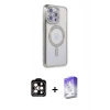 MARSİLYAN™- iPhone 15 Pro Max Kılıf Zirve Doku Prime - Siyah Bilvis 5in1 3D Magic Cam Ekran Koruyucu + PVD Metal Kamera Lens - TU
