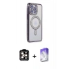 MARSİLYAN™- iPhone 15 Pro Max Kılıf Zirve Doku Prime - Siyah Bilvis 5in1 3D Magic Cam Ekran Koruyucu + PVD Metal Kamera Lens - TU