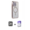 MARSİLYAN™- iPhone 15 Pro Max Kılıf Zirve Doku Prime - Siyah Bilvis 5in1 3D Magic Cam Ekran Koruyucu + PVD Metal Kamera Lens - GI