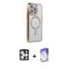 MARSİLYAN™- iPhone 15 Pro Max Kılıf Zirve Doku Prime - Siyah Bilvis 5in1 3D Magic Cam Ekran Koruyucu + PVD Metal Kamera Lens - GS