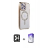 MARSİLYAN™- iPhone 15 Pro Max Kılıf Zirve Doku Prime - Siyah Bilvis 5in1 3D Magic Cam Ekran Koruyucu + PVD Metal Kamera Lens - GI