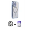 MARSİLYAN™- iPhone 15 Pro Max Kılıf Zirve Doku Prime - Siyah Bilvis 5in1 3D Magic Cam Ekran Koruyucu + PVD Metal Kamera Lens - GS