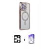 MARSİLYAN™- iPhone 15 Pro Max Kılıf Zirve Doku Prime - Siyah Bilvis 5in1 3D Magic Cam Ekran Koruyucu + PVD Metal Kamera Lens - GS