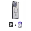 MARSİLYAN™- iPhone 15 Pro Max Kılıf Zirve Doku Prime - Siyah Bilvis 5in1 3D Magic Cam Ekran Koruyucu + PVD Metal Kamera Lens - GI