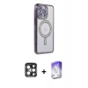 MARSİLYAN™- iPhone 15 Pro Max Kılıf Zirve Doku Prime - Siyah Bilvis 5in1 3D Magic Cam Ekran Koruyucu + PVD Metal Kamera Lens - LT
