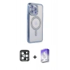 MARSİLYAN™- iPhone 15 Pro Max Kılıf Zirve Doku Prime - Siyah Bilvis 5in1 3D Magic Cam Ekran Koruyucu + PVD Metal Kamera Lens - LT