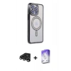 MARSİLYAN™- iPhone 15 Pro Max Kılıf Zirve Doku Prime - Siyah Bilvis 5in1 3D Magic Cam Ekran Koruyucu + Raze Metal Kamera Lens - TMGI