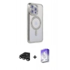 MARSİLYAN™- iPhone 15 Pro Max Kılıf Zirve Doku Prime - Siyah Bilvis 5in1 3D Magic Cam Ekran Koruyucu + Raze Metal Kamera Lens - TMGI