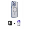 MARSİLYAN™- iPhone 15 Pro Max Kılıf Zirve Doku Prime - Siyah Bilvis 5in1 3D Magic Cam Ekran Koruyucu + PVD Metal Kamera Lens - SH