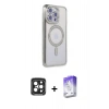 MARSİLYAN™- iPhone 15 Pro Max Kılıf Zirve Doku Prime - Siyah Bilvis 5in1 3D Magic Cam Ekran Koruyucu + PVD Metal Kamera Lens - SH
