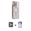 MARSİLYAN™- iPhone 15 Pro Max Kılıf Zirve Doku Prime - Siyah Bilvis 5in1 3D Magic Cam Ekran Koruyucu + PVD Metal Kamera Lens - SH