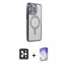 MARSİLYAN™- iPhone 15 Pro Max Kılıf Zirve Doku Prime - Siyah Bilvis 5in1 3D Magic Cam Ekran Koruyucu + PVD Metal Kamera Lens - SH
