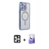 MARSİLYAN™- iPhone 15 Pro Max Kılıf Zirve Doku Prime - Siyah Bilvis 5in1 5D Magic Hayalet Cam Ekran Koruyucu + PVD Metal Kamera Lens - LT