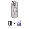 MARSİLYAN™- iPhone 15 Pro Max Kılıf Zirve Doku Prime - Siyah Bilvis 5in1 5D Magic Hayalet Cam Ekran Koruyucu + PVD Metal Kamera Lens - LT