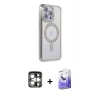 MARSİLYAN™- iPhone 15 Pro Max Kılıf Zirve Doku Prime - Siyah Bilvis 5in1 5D Magic Hayalet Cam Ekran Koruyucu + PVD Metal Kamera Lens - GS