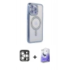MARSİLYAN™- iPhone 15 Pro Max Kılıf Zirve Doku Prime - Siyah Bilvis 5in1 5D Magic Hayalet Cam Ekran Koruyucu + PVD Metal Kamera Lens - GS