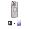 MARSİLYAN™- iPhone 15 Pro Max Kılıf Zirve Doku Prime - Siyah Bilvis 5in1 5D Magic Hayalet Cam Ekran Koruyucu + Siyah PVD Metal Kamera Lens