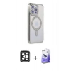 MARSİLYAN™- iPhone 15 Pro Max Kılıf Zirve Doku Prime - Siyah Bilvis 5in1 5D Magic Hayalet Cam Ekran Koruyucu + Siyah PVD Metal Kamera Lens