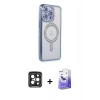 MARSİLYAN™- iPhone 15 Pro Max Kılıf Zirve Doku Prime - Siyah Bilvis 5in1 5D Magic Hayalet Cam Ekran Koruyucu + Siyah PVD Metal Kamera Lens