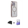 MARSİLYAN™- iPhone 15 Pro Max Kılıf Zirve Doku Prime - Siyah Bilvis 5in1 5D Magic Hayalet Cam Ekran Koruyucu + Raze Metal Kamera Lens - TMGI