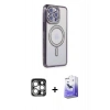 MARSİLYAN™- iPhone 15 Pro Max Kılıf Zirve Doku Prime - Siyah Bilvis 5in1 5D Magic Hayalet Cam Ekran Koruyucu + PVD Metal Kamera Lens - GS