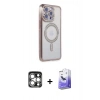 MARSİLYAN™- iPhone 15 Pro Max Kılıf Zirve Doku Prime - Siyah Bilvis 5in1 5D Magic Hayalet Cam Ekran Koruyucu + PVD Metal Kamera Lens - GS