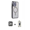 MARSİLYAN™- iPhone 15 Pro Max Kılıf Zirve Doku Prime - Siyah Bilvis Hayalet Cam Ekran Koruyucu + PVD Metal Kamera Lens - GI