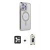 MARSİLYAN™- iPhone 15 Pro Max Kılıf Zirve Doku Prime - Siyah Bilvis Hayalet Cam Ekran Koruyucu + PVD Metal Kamera Lens - GI