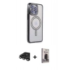 MARSİLYAN™- iPhone 15 Pro Max Kılıf Zirve Doku Prime - Siyah Bilvis Hayalet Cam Ekran Koruyucu + Raze Metal Kamera Lens - TMGI