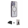 MARSİLYAN™- iPhone 15 Pro Max Kılıf Zirve Doku Prime - Siyah Bilvis Hayalet Cam Ekran Koruyucu + Raze Metal Kamera Lens - TMGI
