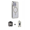 MARSİLYAN™- iPhone 15 Pro Max Kılıf Zirve Doku Prime - Siyah Bilvis Hayalet Cam Ekran Koruyucu + PVD Metal Kamera Lens - TU